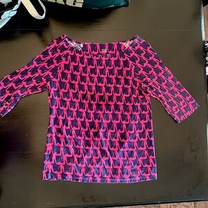 Lilly Pulitzer 100% cotton 3/4 sleeve length high heel print shirt